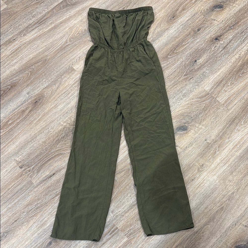 Forever 21 Dark Green Strapless Jumpsuit